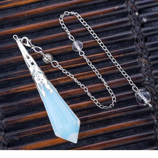 

natural stone pendulum for dowsing quartz opalite opal pendulos sacred geometry healing crystals pendant qylcrc, Black