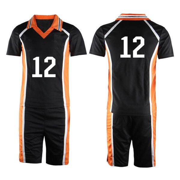 

anime haikyuu cosplay costume karasuno high school volleyball club hinata shyouyou kageyama tobio sportswear jerseys uniform shorts 2 pi, Gray