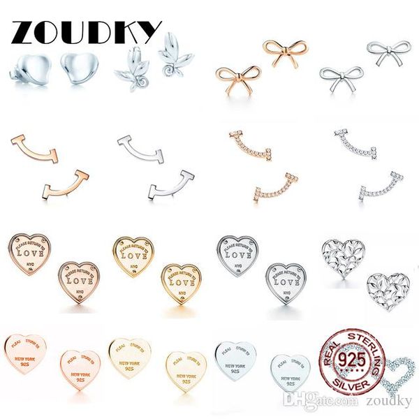 

dorapang 100% 925 sterling silver classic sign heart shaped stud earrings bow stud earrings smile earring rose gold 14 gold gift, Golden;silver