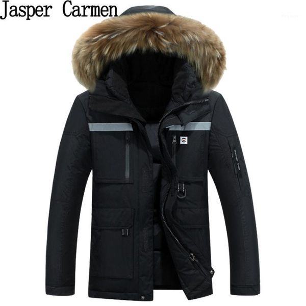 

wholesale- thick down jacket men 2017 winter with hood detached warm waterproof big raccoon fur collar 245hfx1, Black