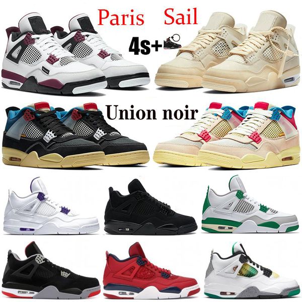 

new cream sail paris union jumpman 4 4s men basketball shoes neon black cat what the metallic purple bred running trainers sport