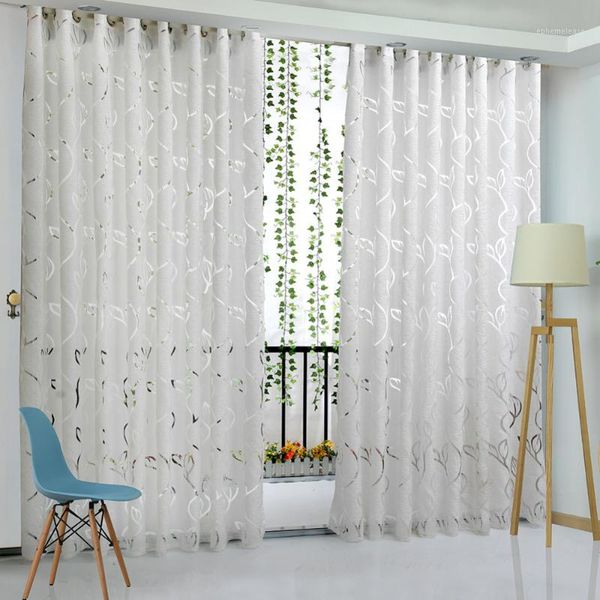 

floral vine leaf partition curtain polyester modern curtains for living room balcony window sheer for bedroom1