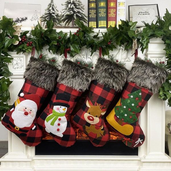 

christmas socks santa claus snowman reindeer design stockings gift candy bag xmas tree hanging ornament home decor pendents