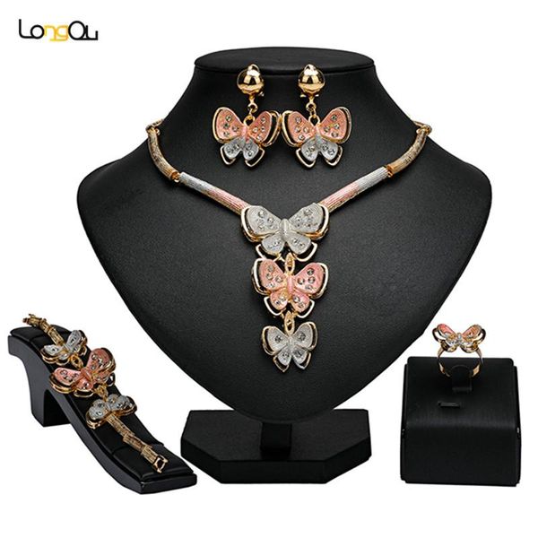 

longqu fashion wedding женщина костюм свадебные ювелирные изделия dubai gold красочные очаровательные ожерелье серьги браслет кольцо ювелирн, Silver