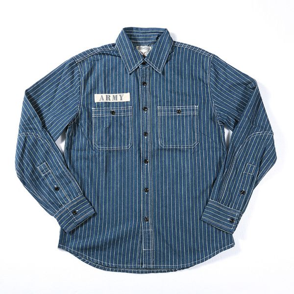 

firmranch men/women new stripe man's shirt american vintage casual amekaji long sleeves cargo blouse work shirts c1212, White;black