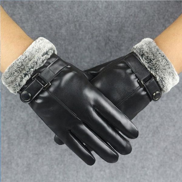 

touch and screen autumn leather winter men's thick warmth anti-skid motorcycle gloves b5