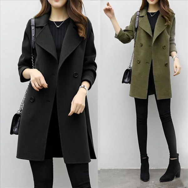 

2020 fashion womens autumn winter jacket casual outwear cardigan slim coat overcoat manteau femme outdoor warm coat, Black