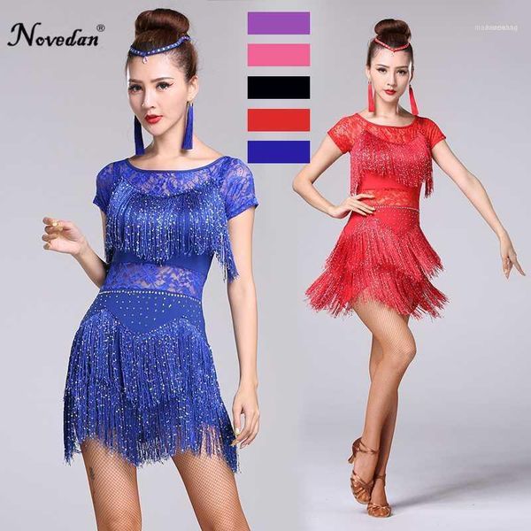 

red latin dance costumes women salsa dancewear dance costume dresses ballroom competition dresses tango fringe sequin11, Black;red