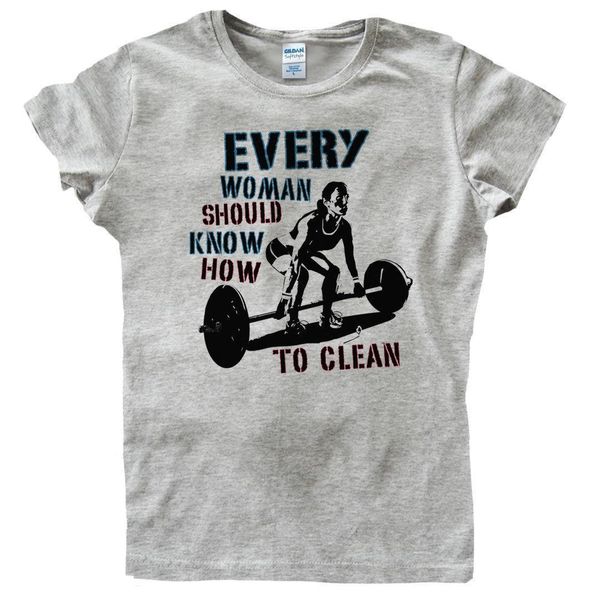 

fashion everywoman trains kettlebell fitness workout grey t-shirt tee shirt drop shipping good quality, White