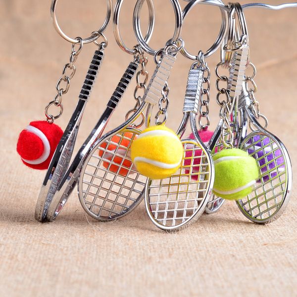 

car tennis mini racket keychain keychain cute sport 6 color car bag pendant key rings sports key chain who love sports j, Slivery;golden