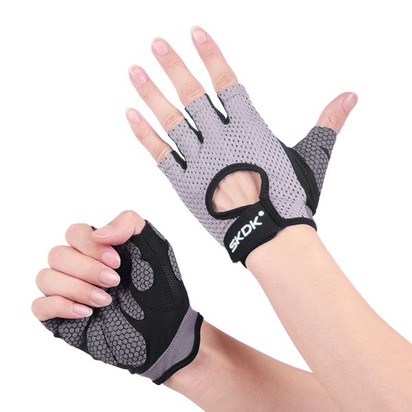 Metade de dedo luvas de fitness Alto elástico Respirável Malha Anti-Slip Luvas de Bicicleta Indoor Gym Esportes Yoga Barbell Equipamentos Glove Q0107