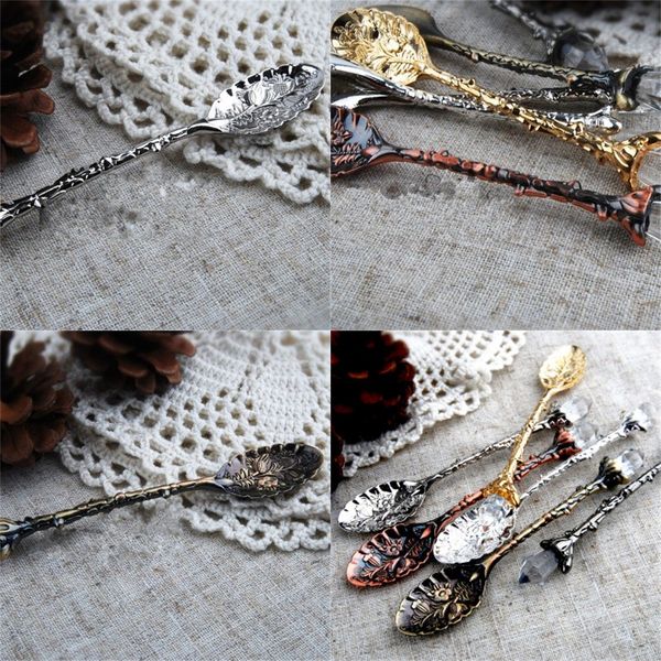 

european court retro style coffee spoon metal carving crystal head fruit dessert ice cream scoop shop decorative 1 6jy h1