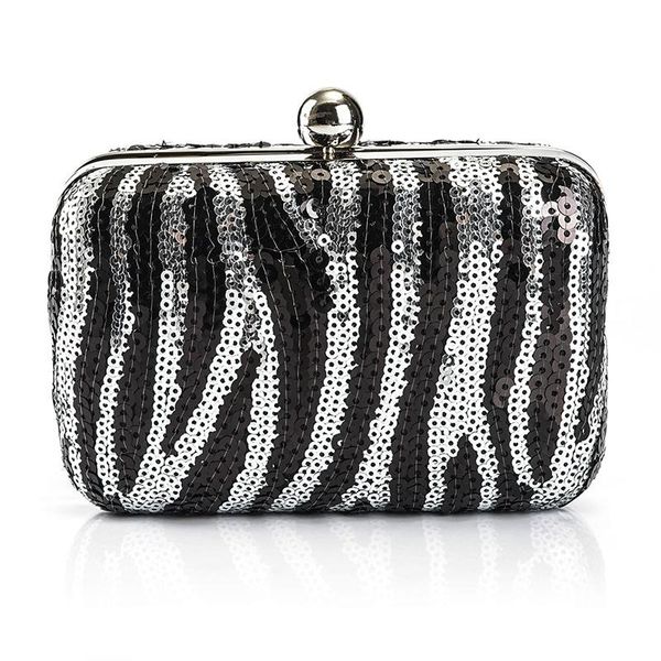 

evening bags fashion black/white sequins sparkling women clutch bag elegant stripe ladies celebrities dinner clutches party