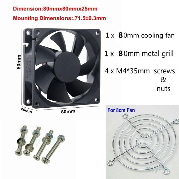 

gdstime 1pcs 80x80x25mm 80mm x 25mm 2pin dc 12v brushless dc cooling fan with 80mm fan grill and crews & nuts