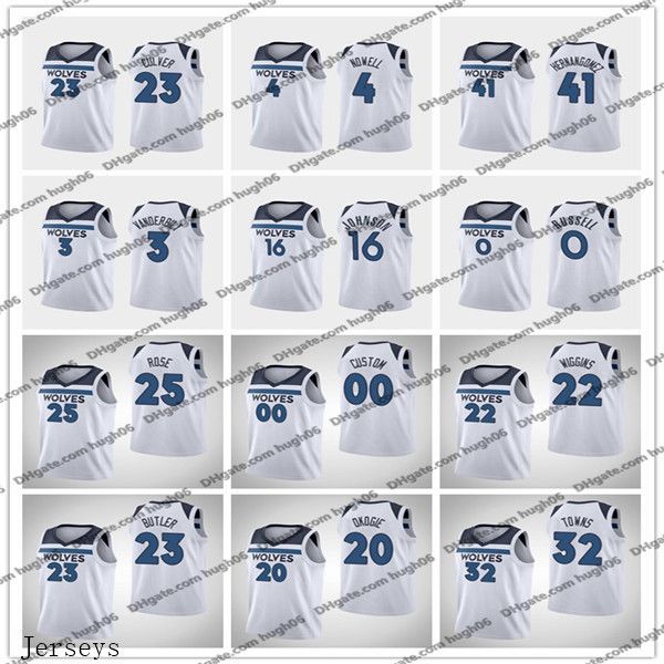 

мужчины пользовательские timberwolves. миннесота города 22 wiggins 23 батлер 25 роуз карл-энтони джимми эндрю деррик ассоциация джерси, Black