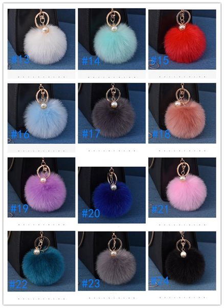 

plush rabbit fur ball keychain bag multi color car holder pendant key chain rings for women new fashion jewelry, Silver
