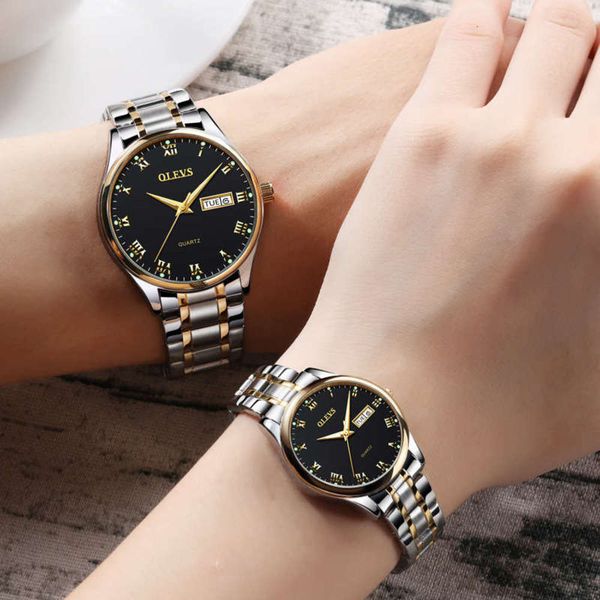 

steel fashion watch men's belt watch double calendar men's and women's watch oerlich, Slivery;brown