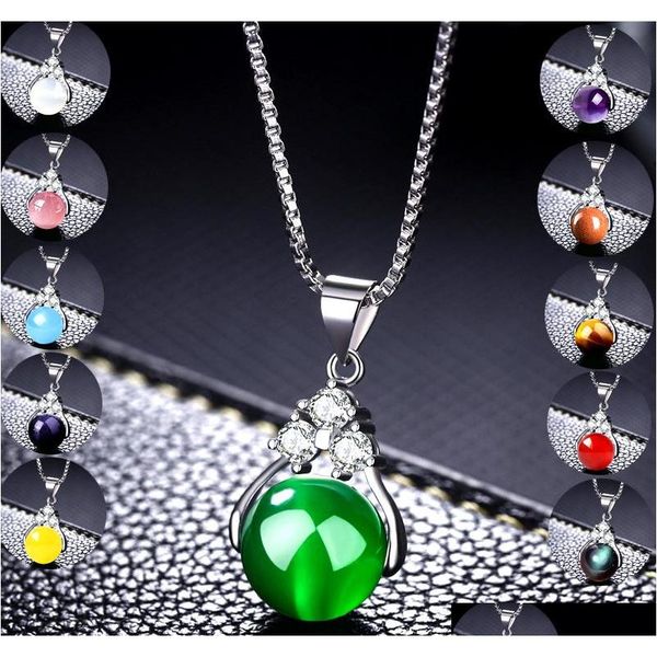 

2018 jewels fashion crystal silver natrual stone silver pendant necklaces for women genuine silver jewelry gift yi5ia