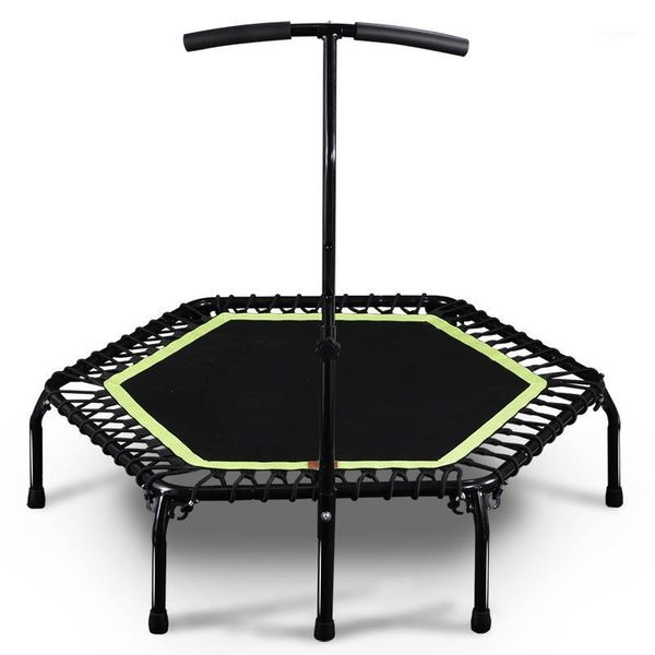 

trampoline with adjustable handrail for indoor gym jump sports adults kids safety,45inch hexagonal muted fitness1