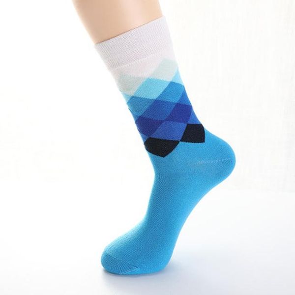 

harajuku colour diamond print pattern cotton socks men's mid-tube hip hop funny socks man british casual street style breathable wmtzcu, Black