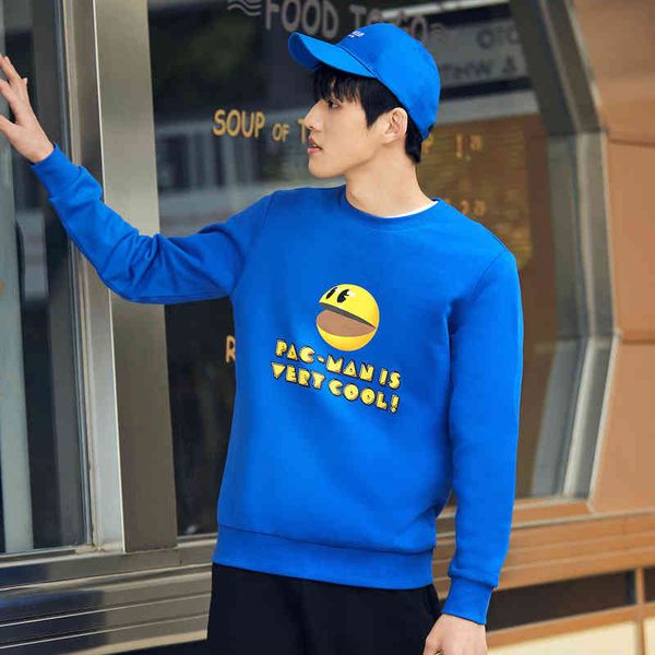 

gxg group 2021 autumn new round neck printed men's sweater men's sweater, Black