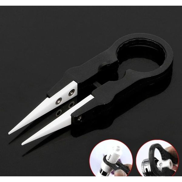 

ootdty multifunctional steam vaper ceramic insulation head tweezers forceps black g5di6