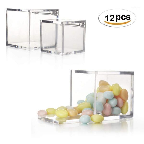 

gift wrap 12pcs acrylic candy box clear chocolate -grade plastic wedding party favor packing pastry container jewelry storage1
