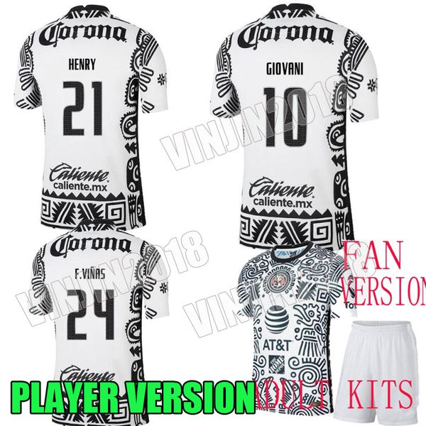 

new liga mx 21 22 player version club america soccer jerseys third 2021 2022 mexico giovani henry kit men set 3rd football shirts, Black