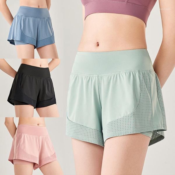 

yoga outfits 2021 women running workout shorts with liner 2 in 1 athletic sport quick dry elastic wasit x851, White;red