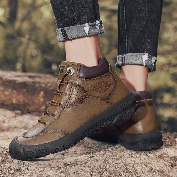 

athletic shoes sewing line rubber pu round head lace up high-shoes casual high-leather shoes, White;red