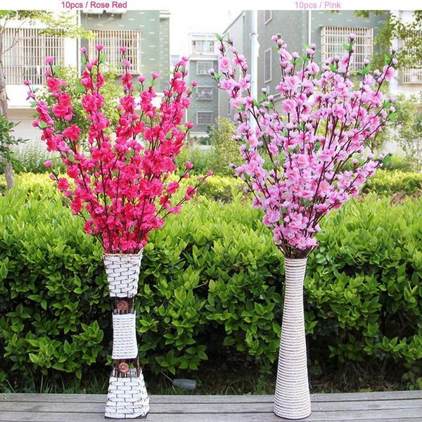 

2021new artificial cherry spring plum peach blossom branch silk flower tree decor1