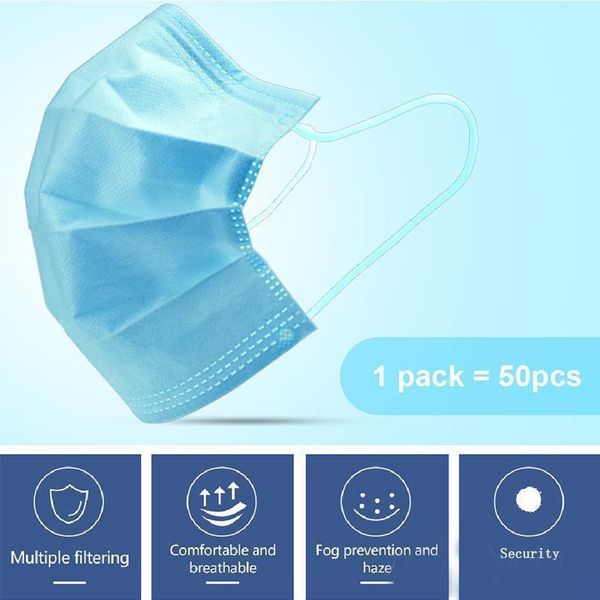 

ear-loop masks 3-ply face 3 layer cover mouth non-woven disposable dust mask soft breathable outdoor part dhlkead