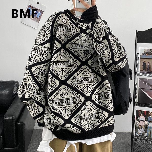 

2020 korean fashion loose sweater men winter plus size trend couple clothes 5xl hip hop kpop round neck streetwear male1, White;black