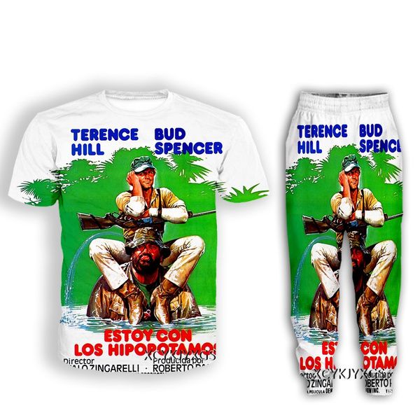 

new fashion women/mens bud spencer terence hill funny 3d print t-shirt + jogger pants casusal tracksuit sets n11, Gray