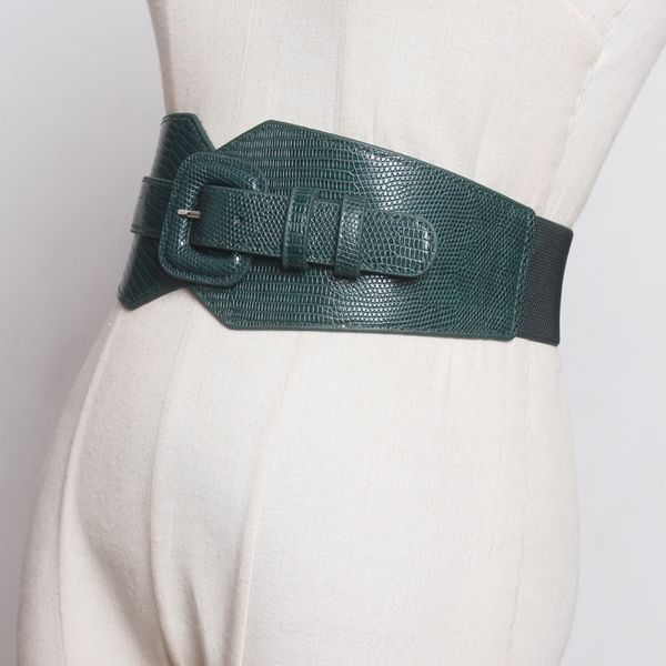 

eam] black split joint brief pu leather wide belt personality women new fashion tide all-match spring autumn 1b370 y200520, Black;brown