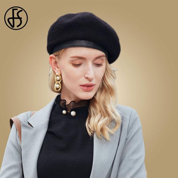 

berets fs black women beret hats french artist warm wool winter beanie hat retro vintage plain solid color elegant lady cap, Blue;gray