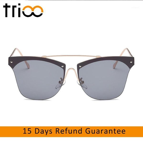

sunglasses trioo flat lens ladies stylish cool sun glasses for women half frame chic shades summer simple lunette femme1, White;black