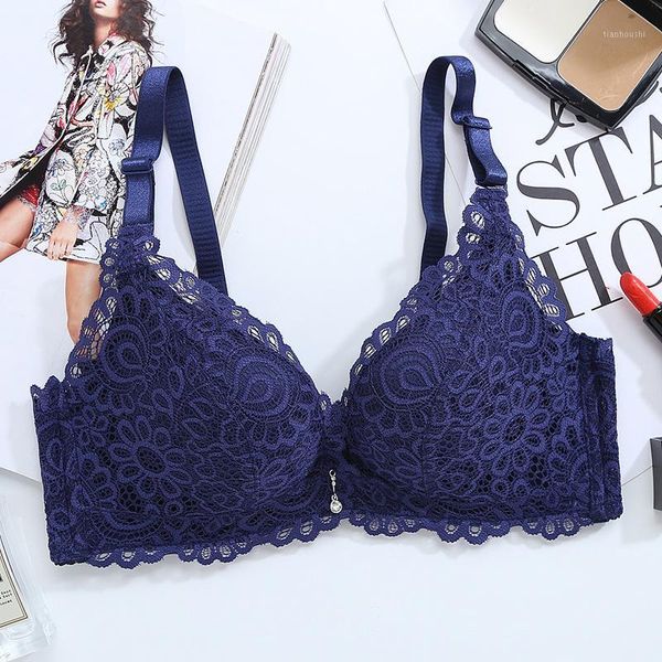 

plusgalpret push up padded bras for women lace embroidery plus size bra add two cup underwire brassiere 32b 34c 36c 38c 40b1, Red;black