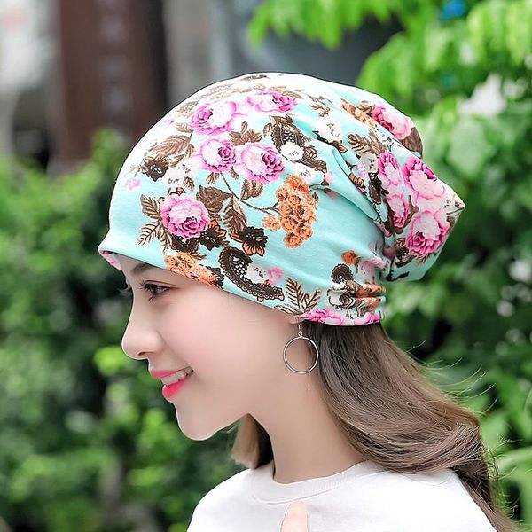 

new autumn winter warm beanies pregnant mother beanies cap windproof maternity cap flowers print hat skullies, Blue;gray