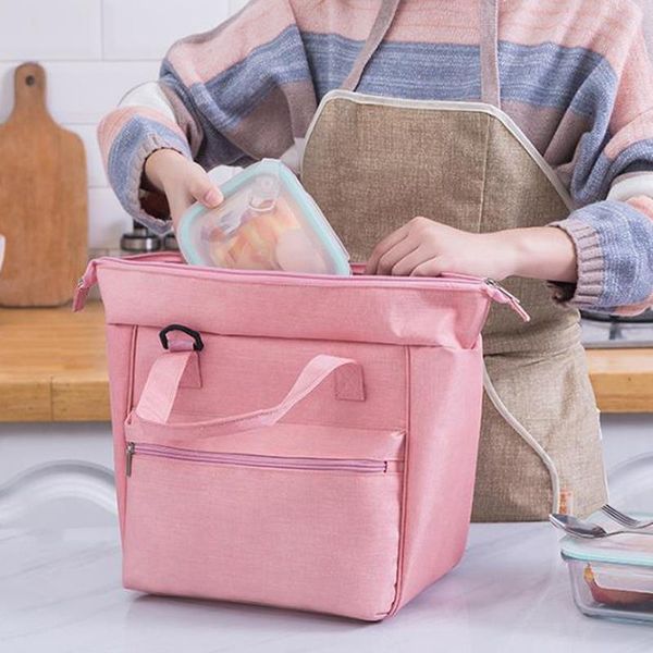 

1pcs fresh cooler bags waterproof nylon portable zipper thermal oxford lunch bags for women convenient lunch box tote