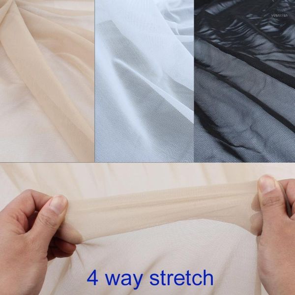

superfine nylon 4 way stretch spandex mesh fabric underwear stockings knit net nude flesh color high-elastic by yard1, Black;white