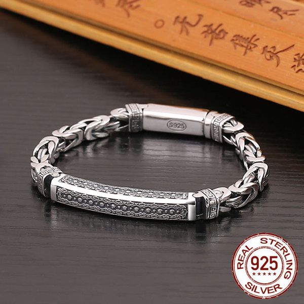 

peace pattern bracelet bangle pure 925 sterling silver vintage men bracelet, Black