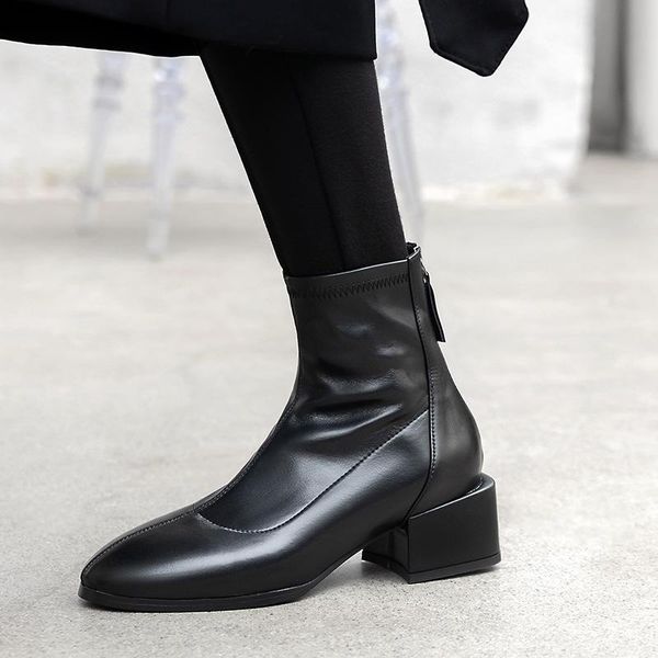 

boots women new 2020 booties ladies shoes woman winter shoes luxury designer fashion large size med stockings rock, Black