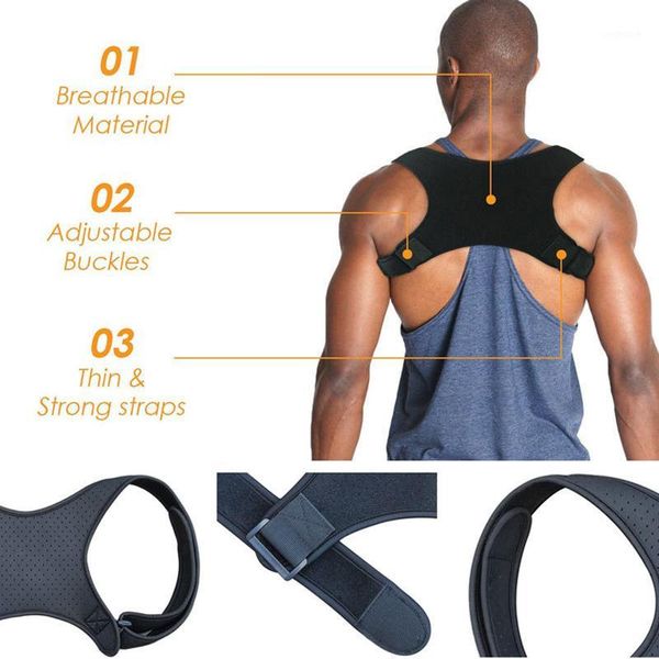 

back support 2021posture corrector belt posture shoulder practical elastic adjustable wrap1, Black;blue