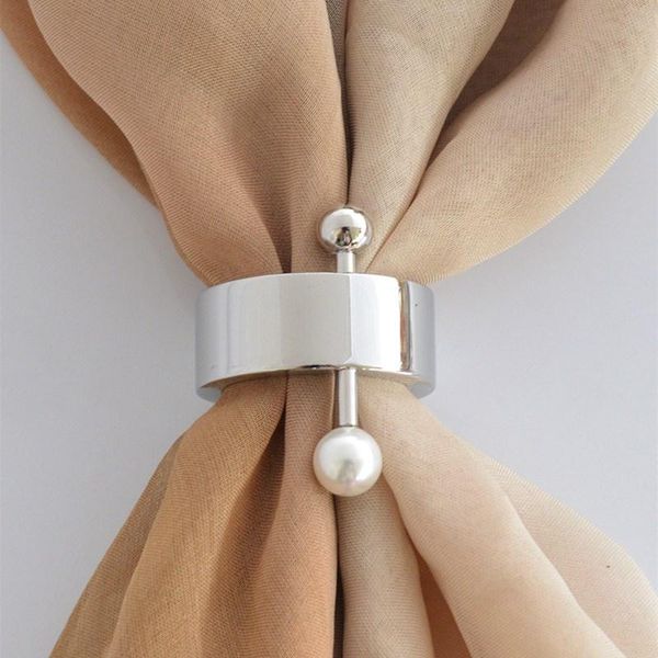 

pins, brooches fashion all-match silk scarf buckle pearl three ring scarves for women, Gray