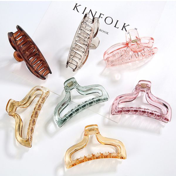 

women simple big acrylic claw hair clips non-slip leopard printed hairpins fashion ponytail holder hair accessories 7 styles kimter-k182fa