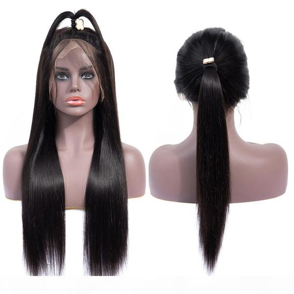 

hd full lace wig brazilian virgin hair glueless long straight lacefront transparent hd human hair wigs for black women pre plucked, Black;brown