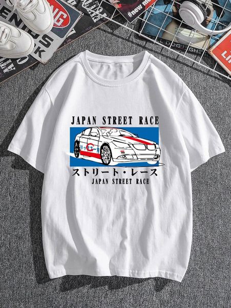 

men car & japanese letter graphic tee d2vp#, White;black