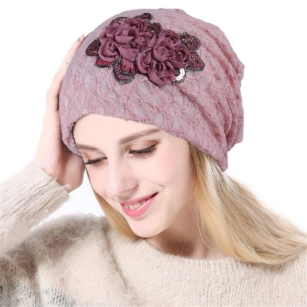 

beanie/skull caps 2021 women soild india lace stretch turban hat applique hair loss head scarf wrap muslim hijab femme bonnet, Blue;gray