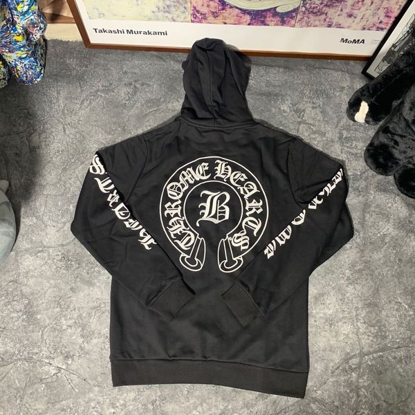 

chao brand ch croxin hoodie sanskrit horseshoe red tongue cartoon dark cross men's and women's autumn hoodie, Black